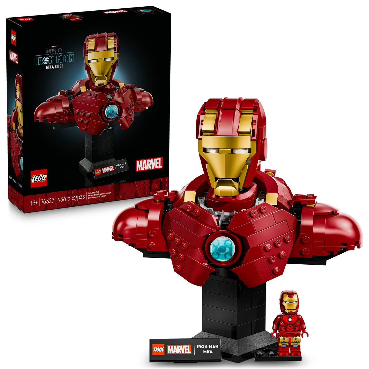 LEGO® Marvel Iron Man MK4 Bust, Buildable Model for Adults with Minifigure 76327